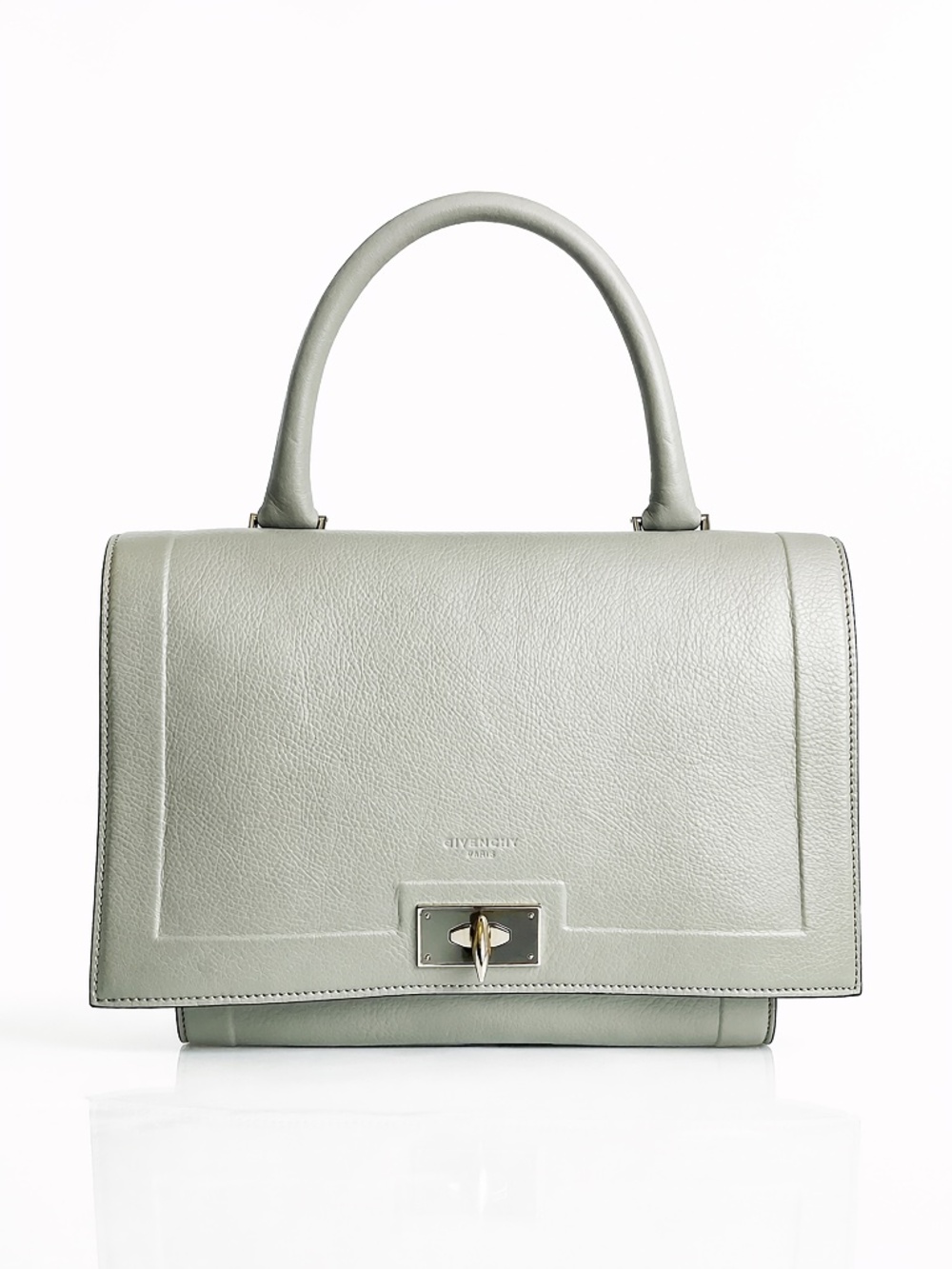 Givenchy Mini Shark Tooth Bag Satchel Top Handle Gray Leather SHW with COA